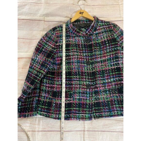 Talbots Women's Tweed Classic Wool Blend Button Front Crop Jacket - 10 - Picture 5 of 14